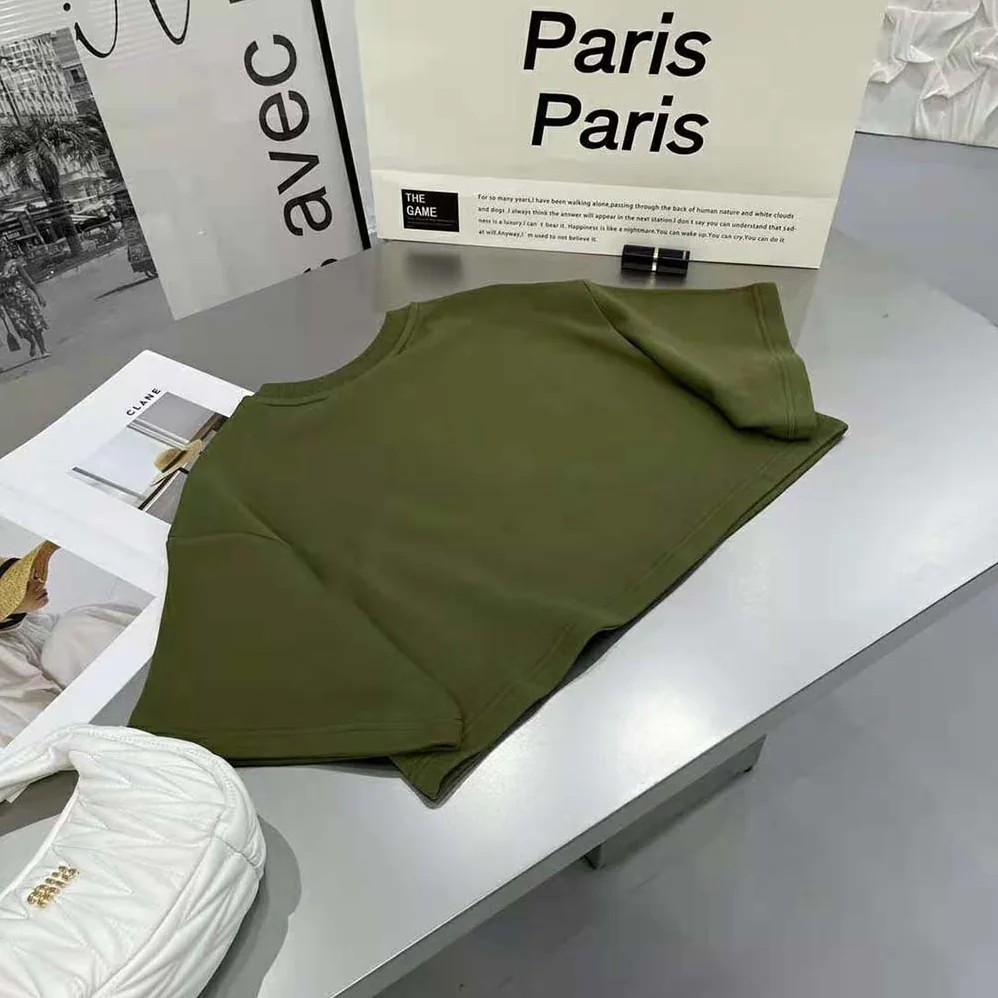 Celine Cropped Celine T-shirt in Cotton Fleece for Women in Green