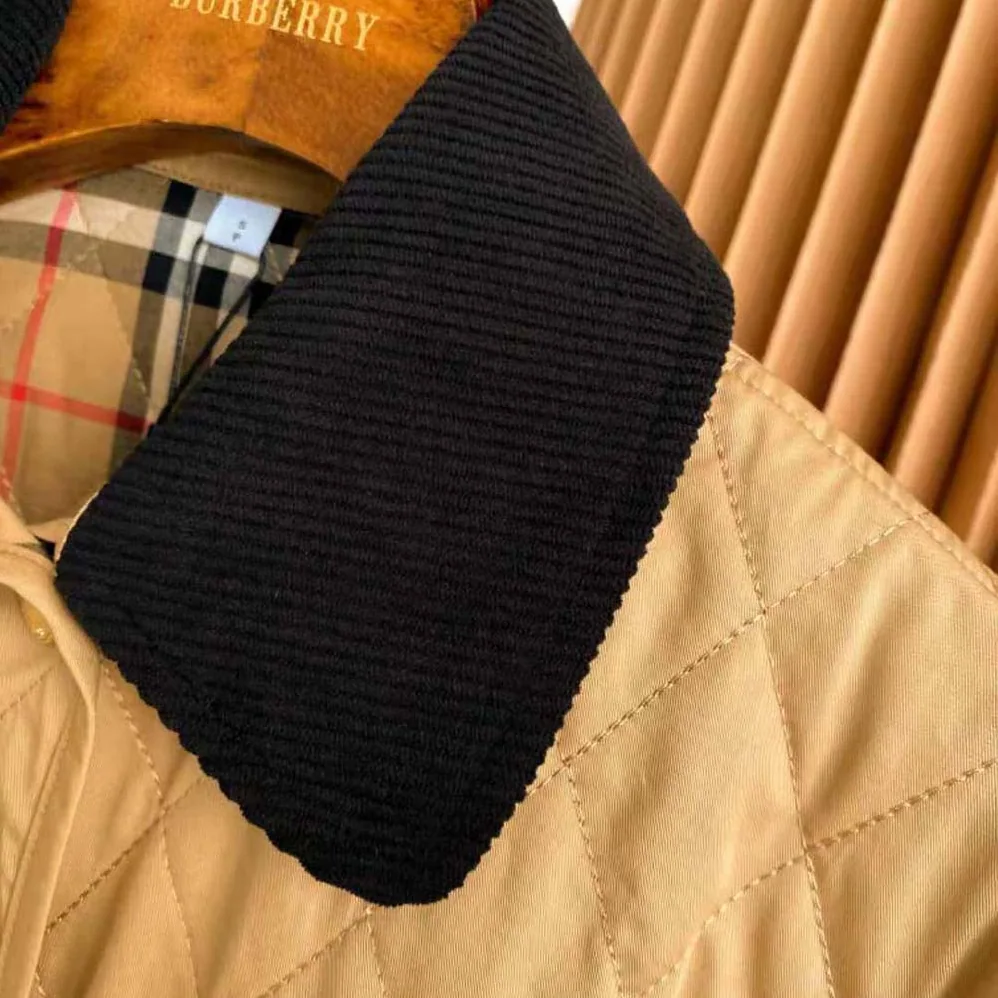 Burberry Corduroy Collar Diamond Quilted Jacket for Women
