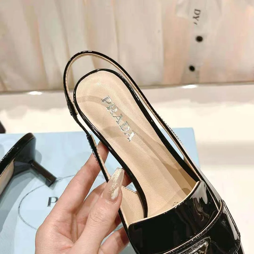 Prada Patent Leather Slingbacks for Women in Black