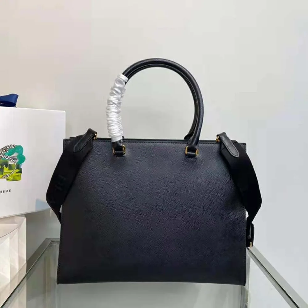 Prada Large Saffiano Leather Handbag for Women in Black
