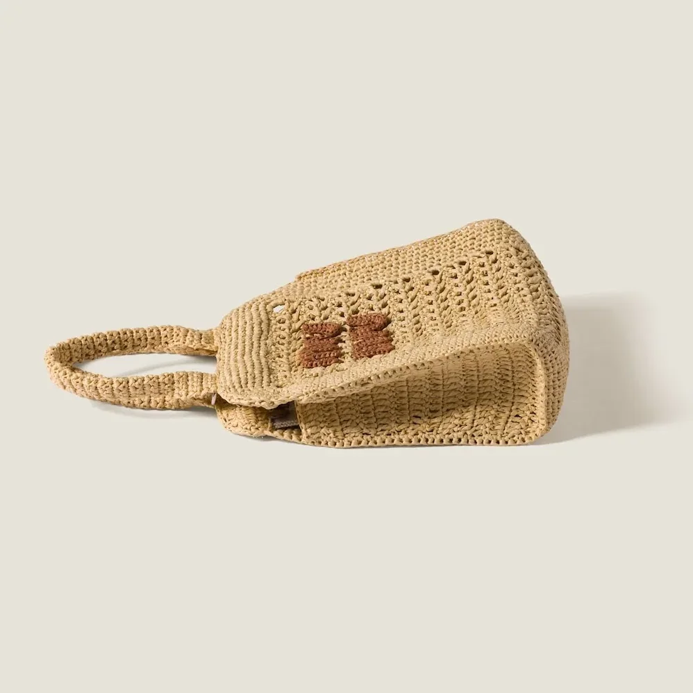 Miu Miu Raffia-Effect Woven Tote Bag Beige / - 5BA283_ADO1_F0A5T_V_OOO Miu Miu Raffia-Effect Woven Tote Bag Beige / - 5BA283_ADO1_F0A5T_V_OOO