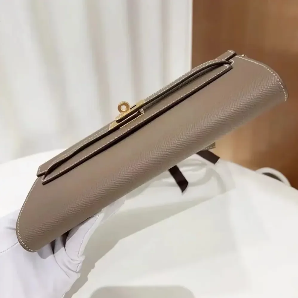 Hermes Kelly To Go in Epsom Leather for Women in Grey/Gold