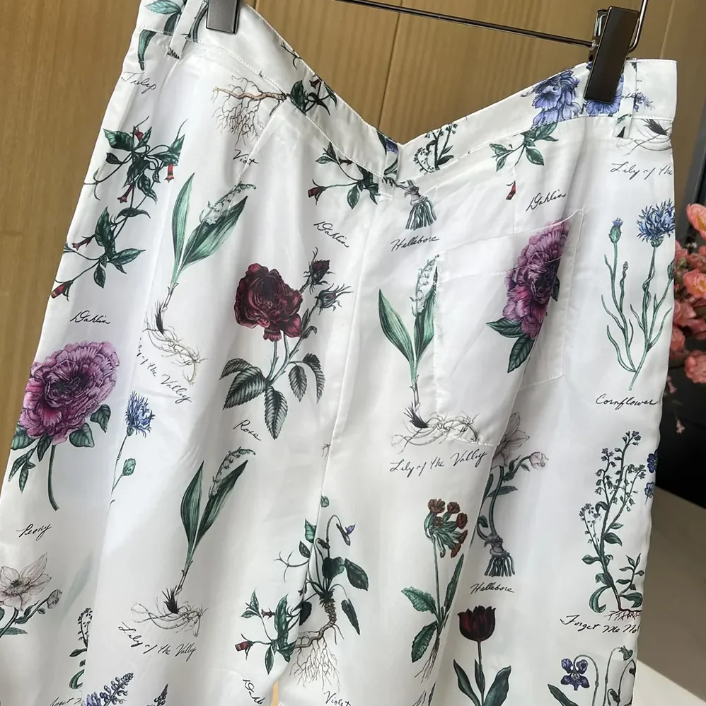 Dior Herbarium Illustration Bermuda Shorts in White Silk for Men