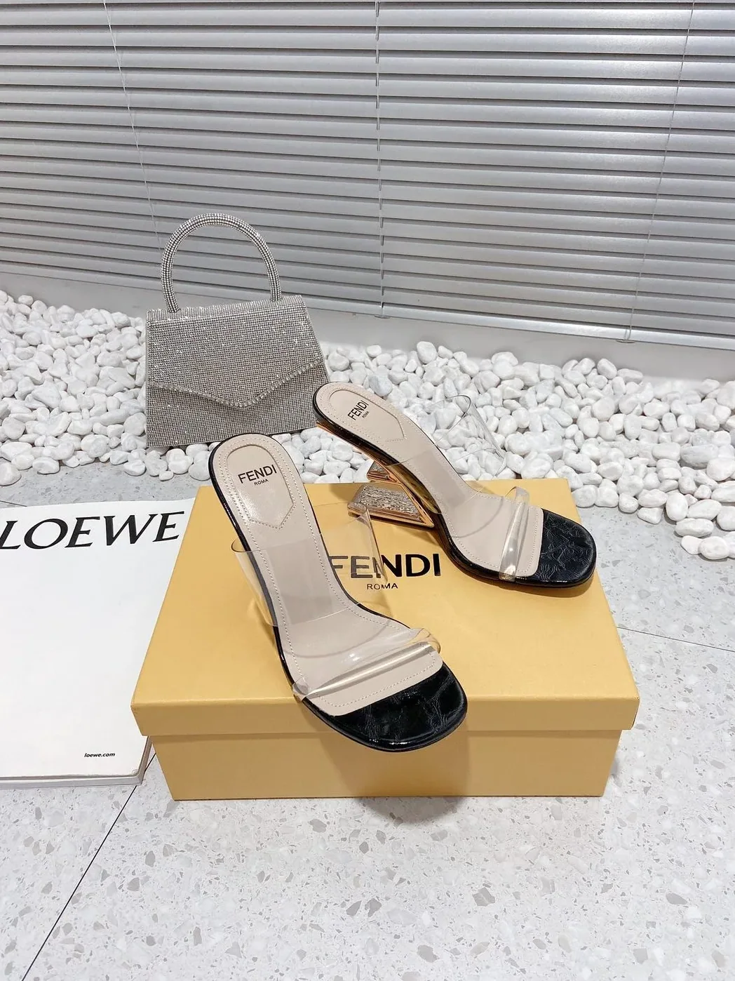 Fendi First Black Transparent Medium in Heeled Sandals
