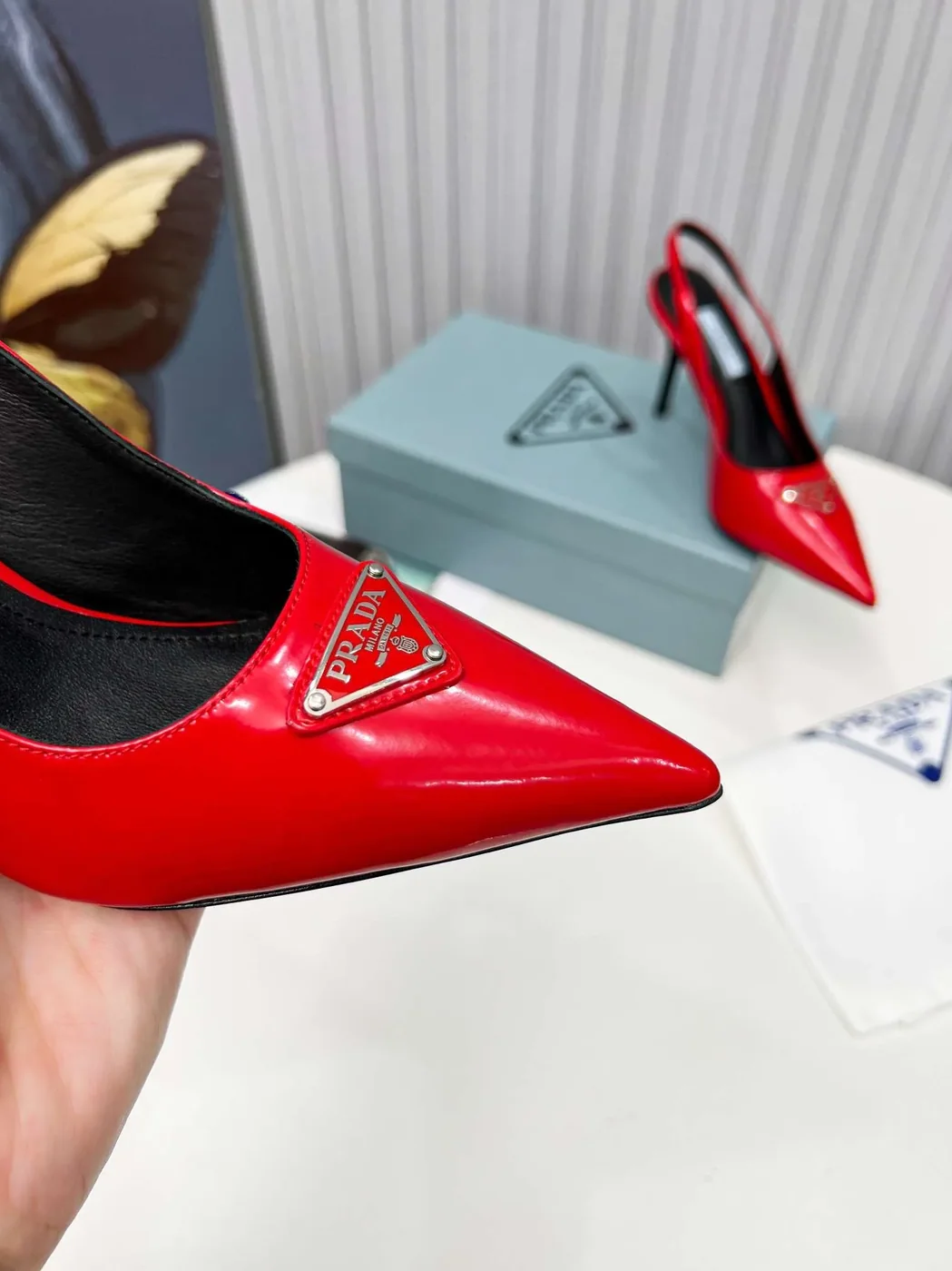 Prada Brushed Sling Pumps Red Prada Brushed Sling Pumps Red