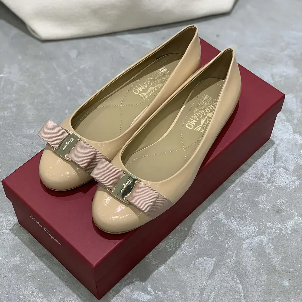 Salvatore Ferragamo Varina Ballet Flat for Women in Sandy Salvatore Ferragamo Varina Ballet Flat for Women in Sandy