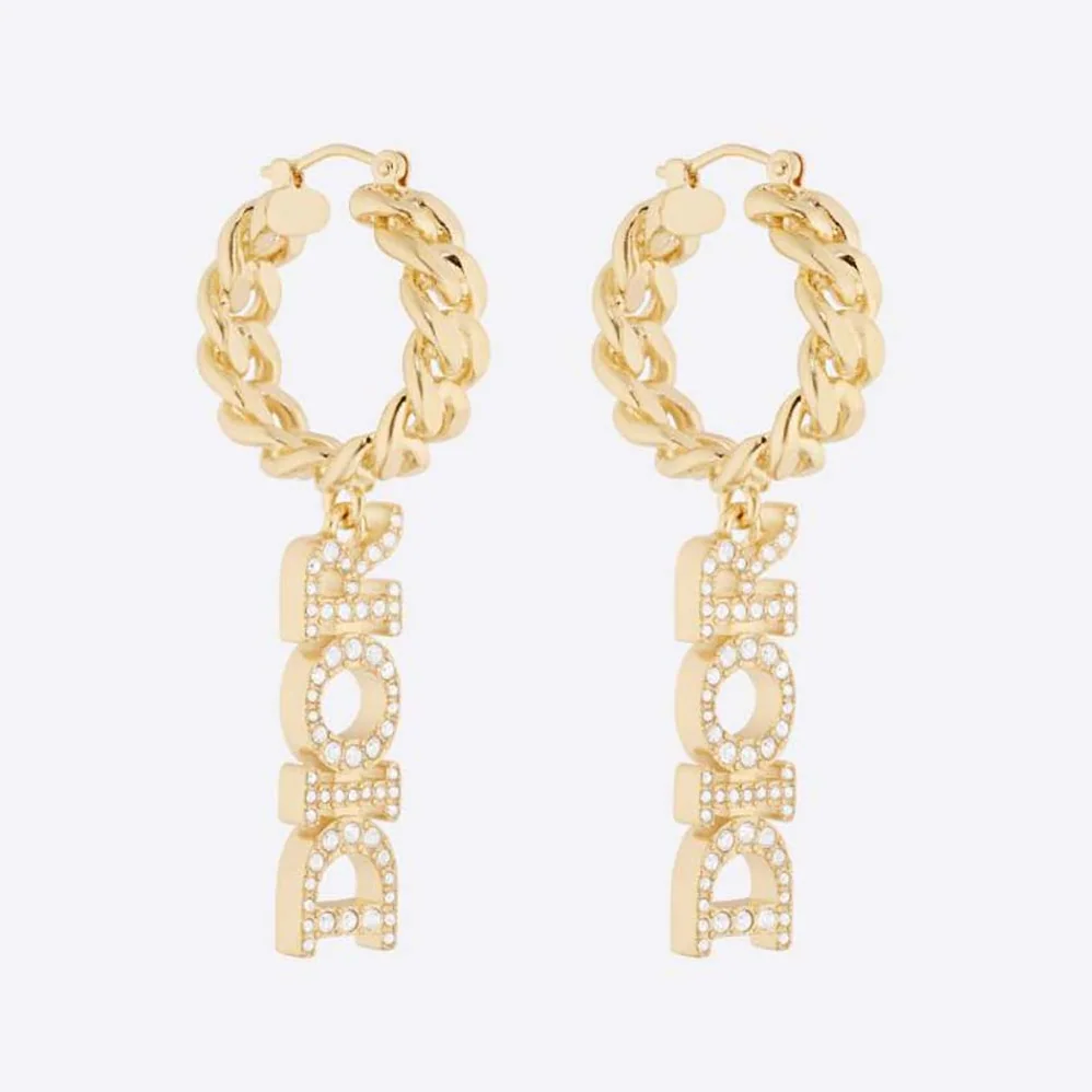 Dior Dio(r)evolution Earrings Gold-Finish Metal and White Crystals for Women Dior Dio(r)evolution Earrings Gold-Finish Metal and White Crystals for Women