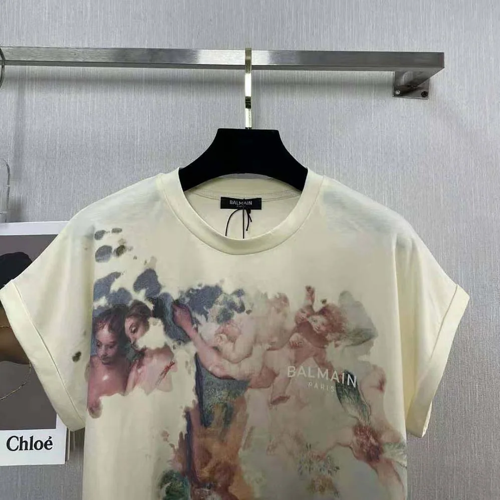 Balmain Cropped Pastel Print T for Women in shirt