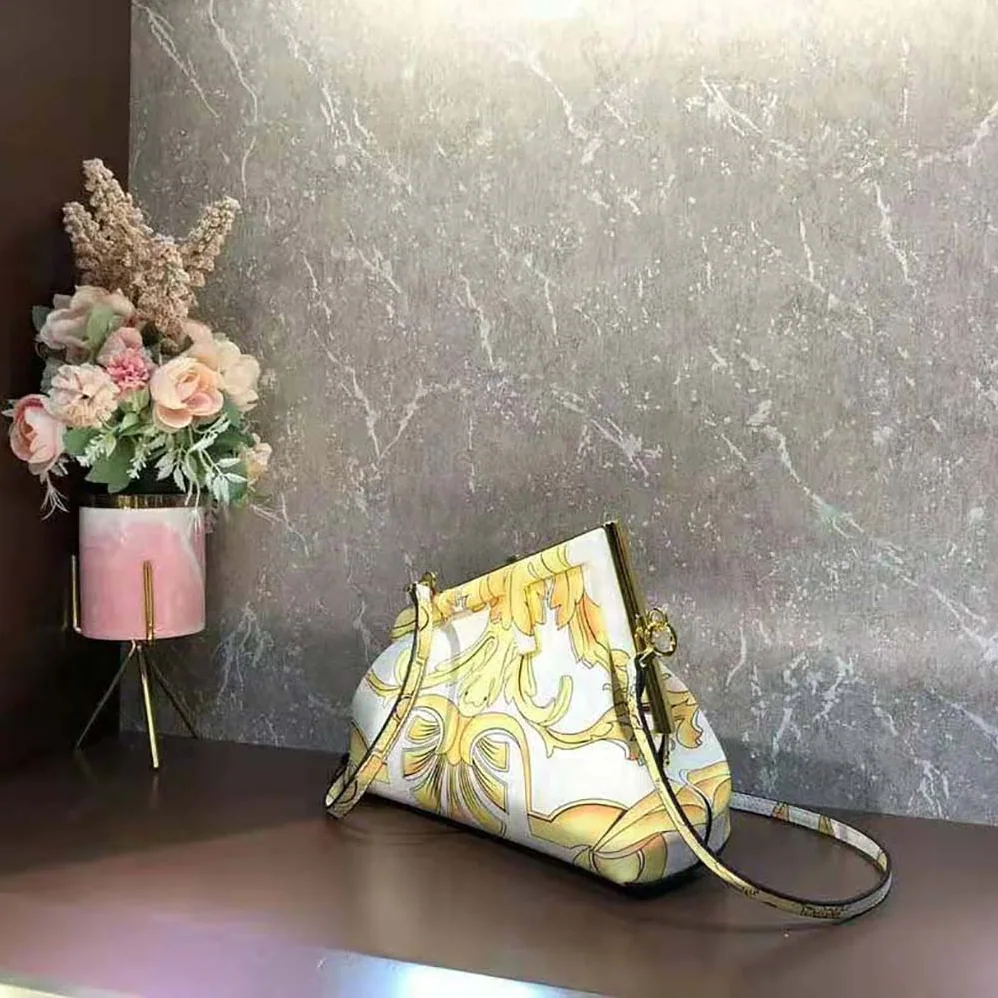 Fendi First Small Fendace White Printed Silk Bag for Women Fendi First Small Fendace White Printed Silk Bag for Women