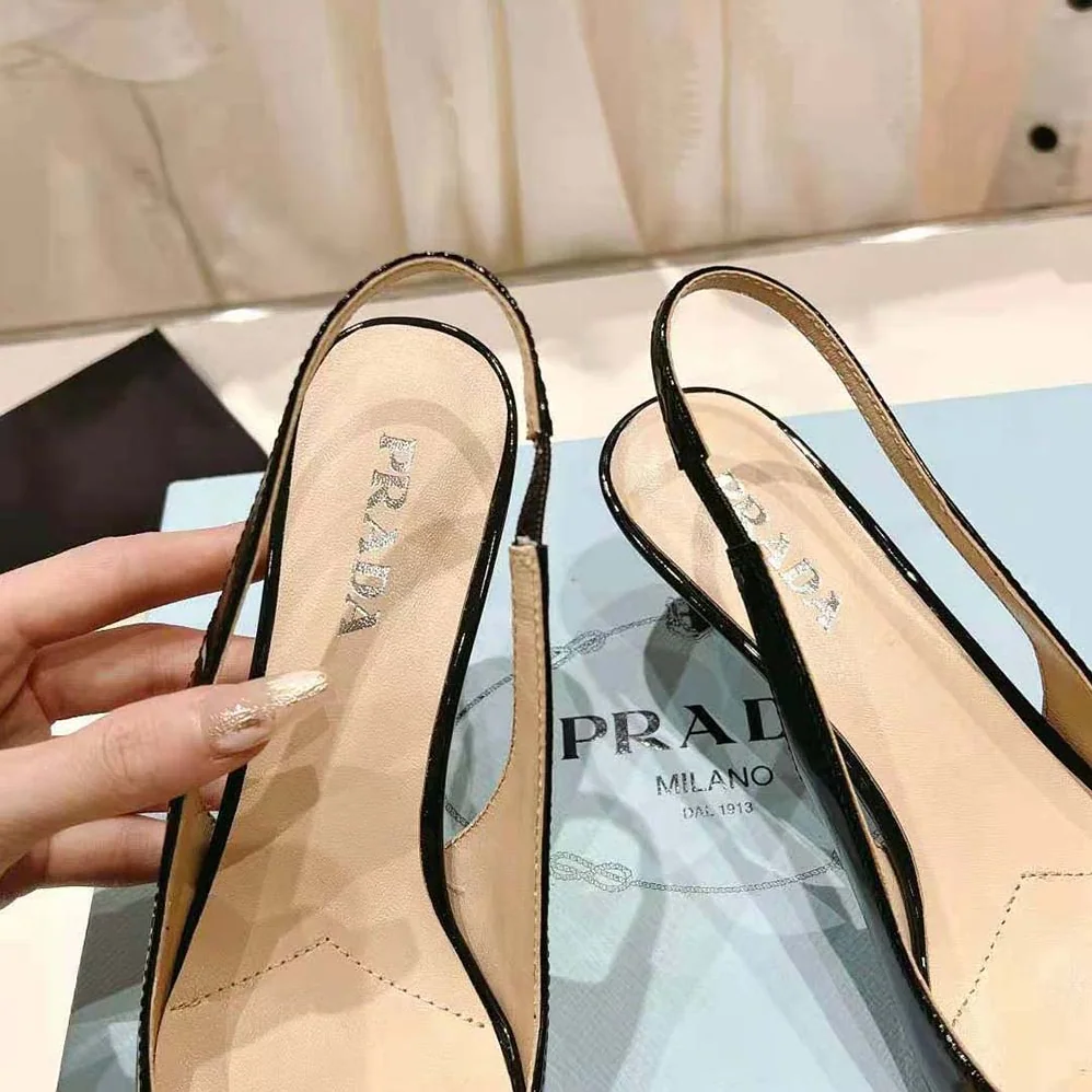 Prada Patent-Leather Slingback Pumps for Women in Black Prada Patent-Leather Slingback Pumps for Women in Black