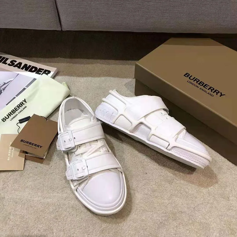 Burberry Cotton and Leather Webb Sneakers for Women in White