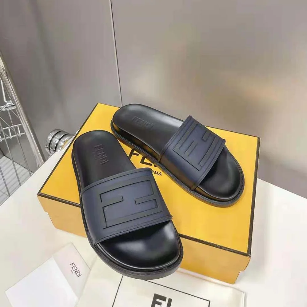 Fendi Baguette Slides Blue Rubber Slides for Men Fendi Baguette Slides Blue Rubber Slides for Men