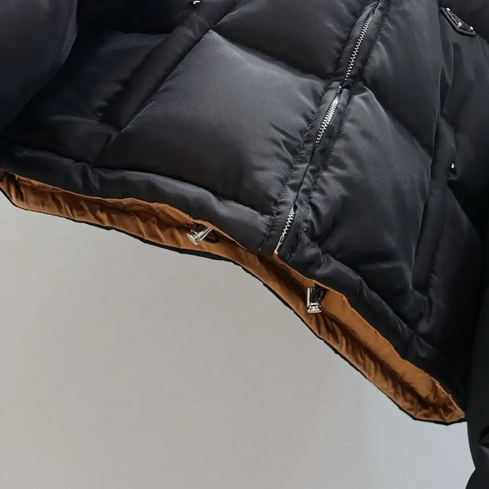 Prada Cropped Re-Nylon Down Jacket for Women in Black