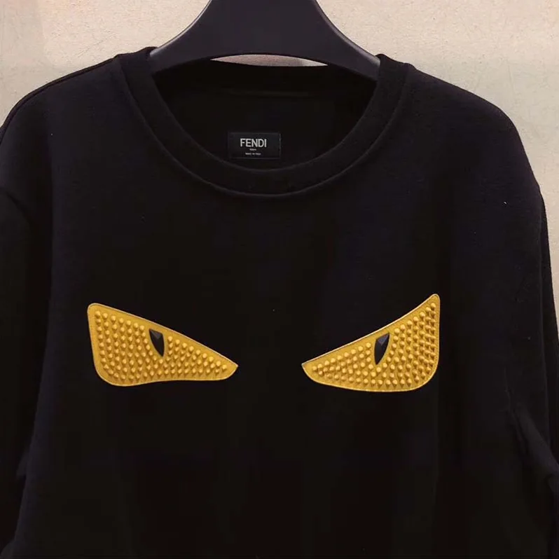Fendi Black Wool and Cotton Sweatshirt for Men Fendi Black Wool and Cotton Sweatshirt for Men
