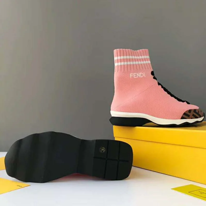 Fendi Shoes Pale Fabric Sneaker Boots for Women in Pink Fendi Shoes Pale Fabric Sneaker Boots for Women in Pink