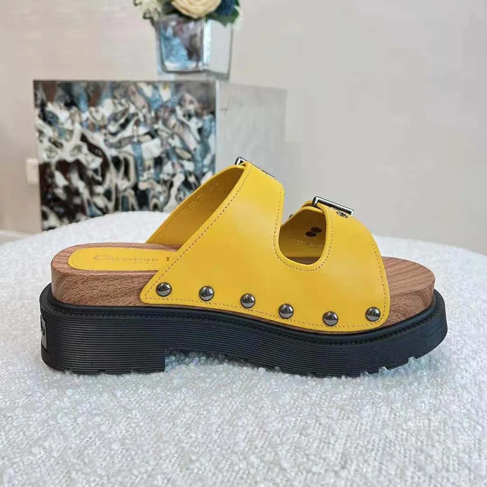 Dior Diorquake Strap Sandal Yellow Calfskin for Women Dior Diorquake Strap Sandal Yellow Calfskin for Women
