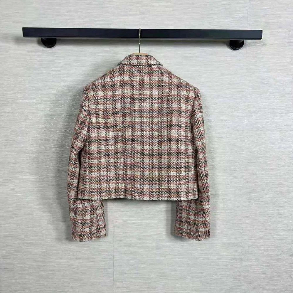 Miu Miu Single-breasted Check Jacket With Embroidered Miu Miu Logo for Women