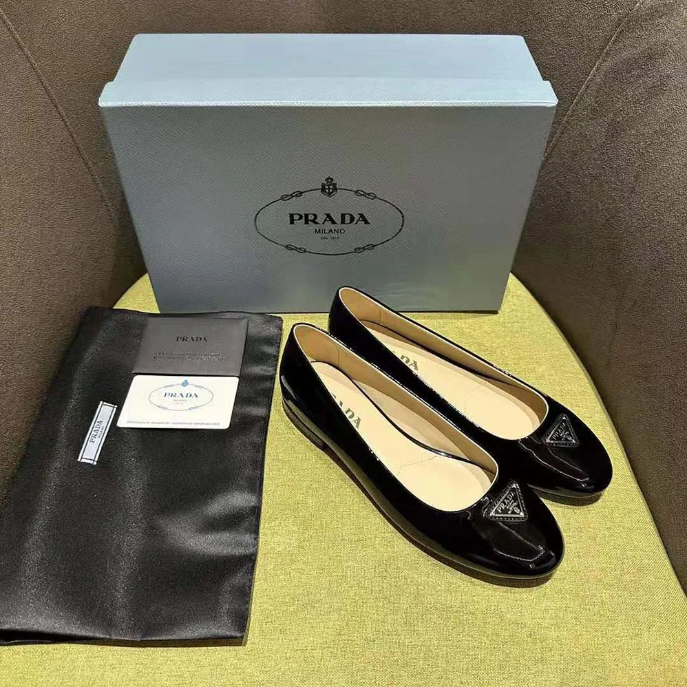 Prada Patent Leather Ballerinas for Women in Black