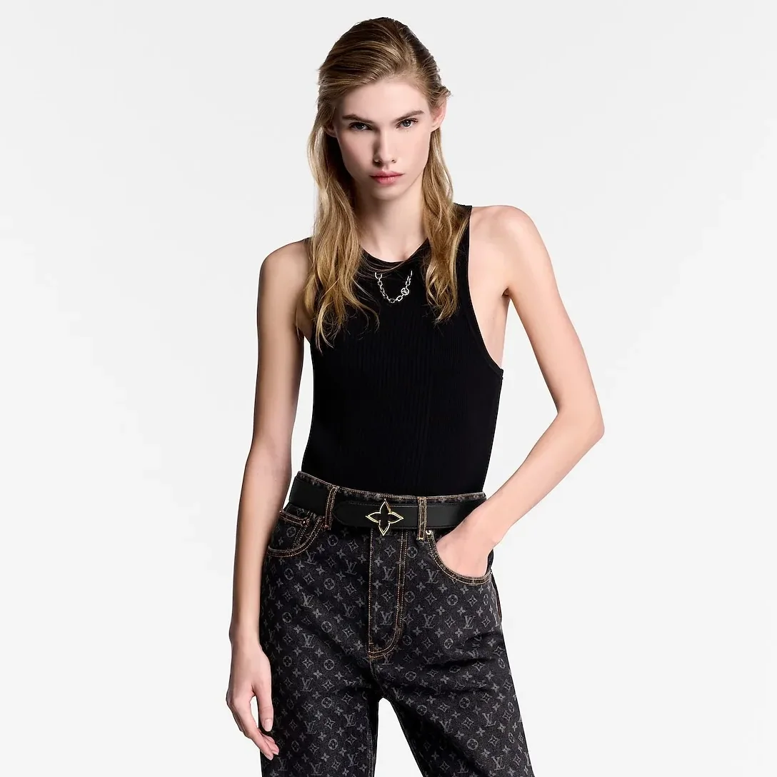 Louis Vuitton Slim Flower Reversible Belt Black