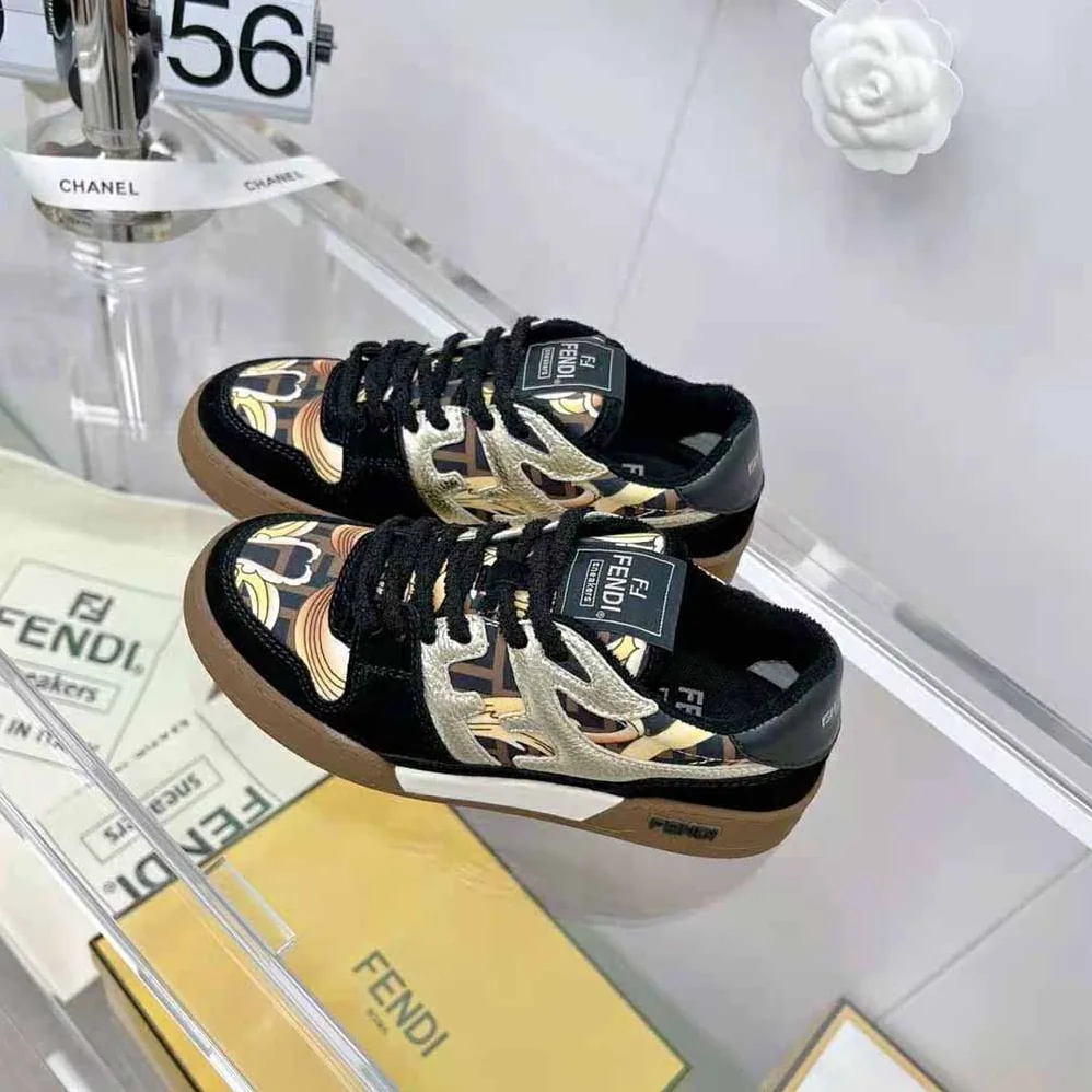 Fendi Match Fendace Black Suede Low for Unisex in Tops
