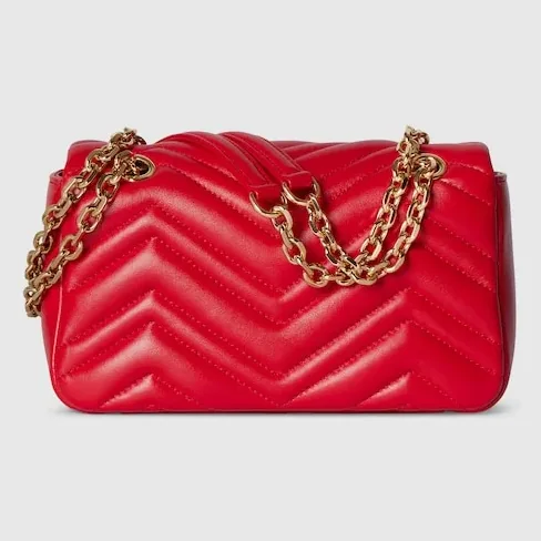 Gucci Marmont Small Shoulder Bag in Bright Red Gold Hardware