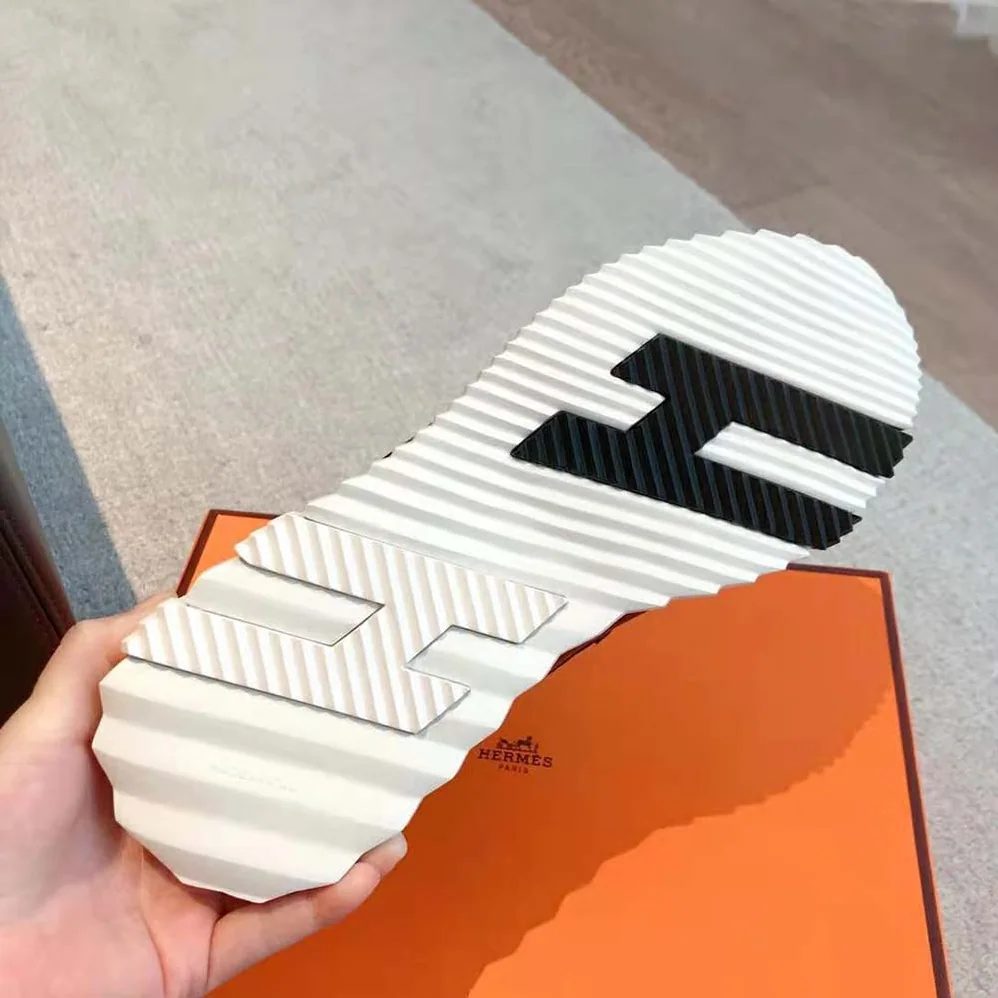 Hermes H Sneaker in Stretch Canvas and Calfskin for Men in Black