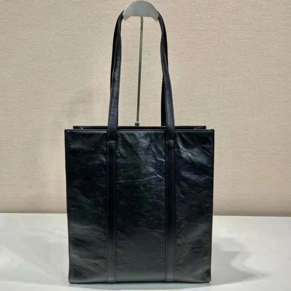 Prada Small Antique Nappa Leather Tote for Women in Black Prada Small Antique Nappa Leather Tote for Women in Black