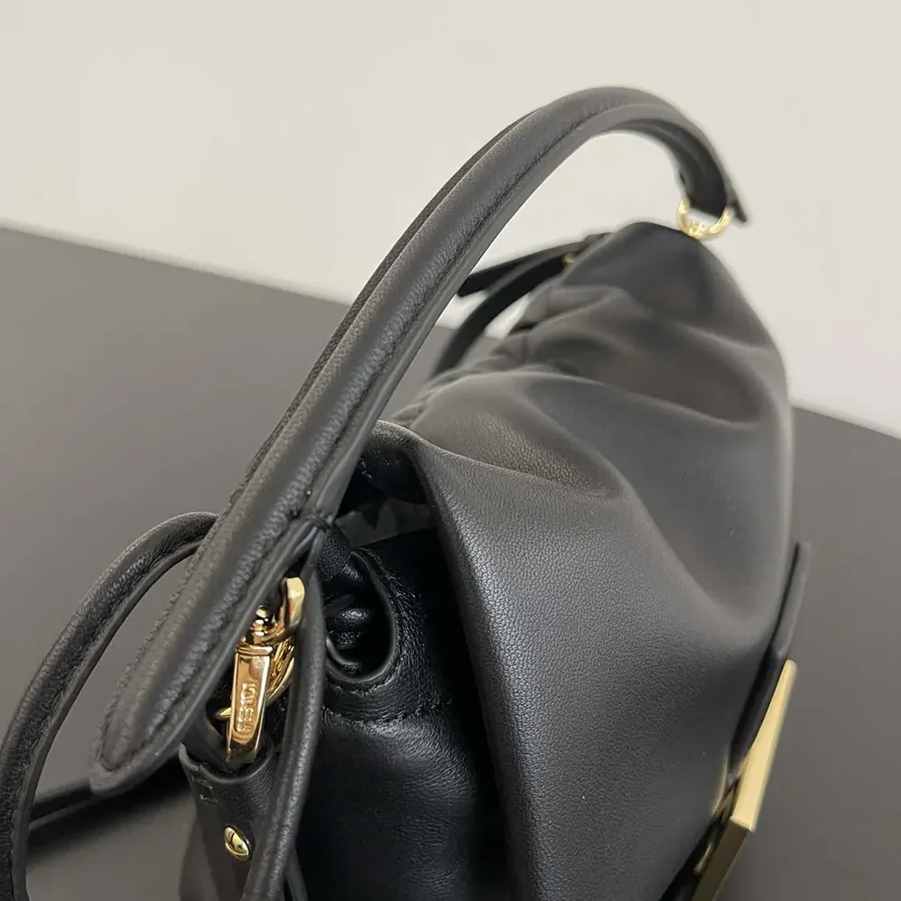 Fendi Mamma Baguette Small Black Nappa Leather Mini Bag for Women