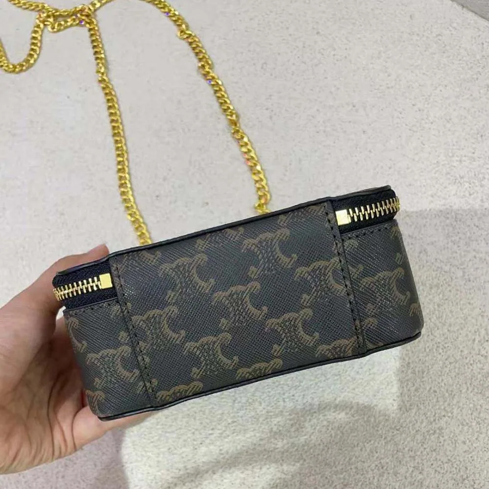 Celine Box on Chain Cuir Triomphe in Triomphe Canvas and Calfskin for Women