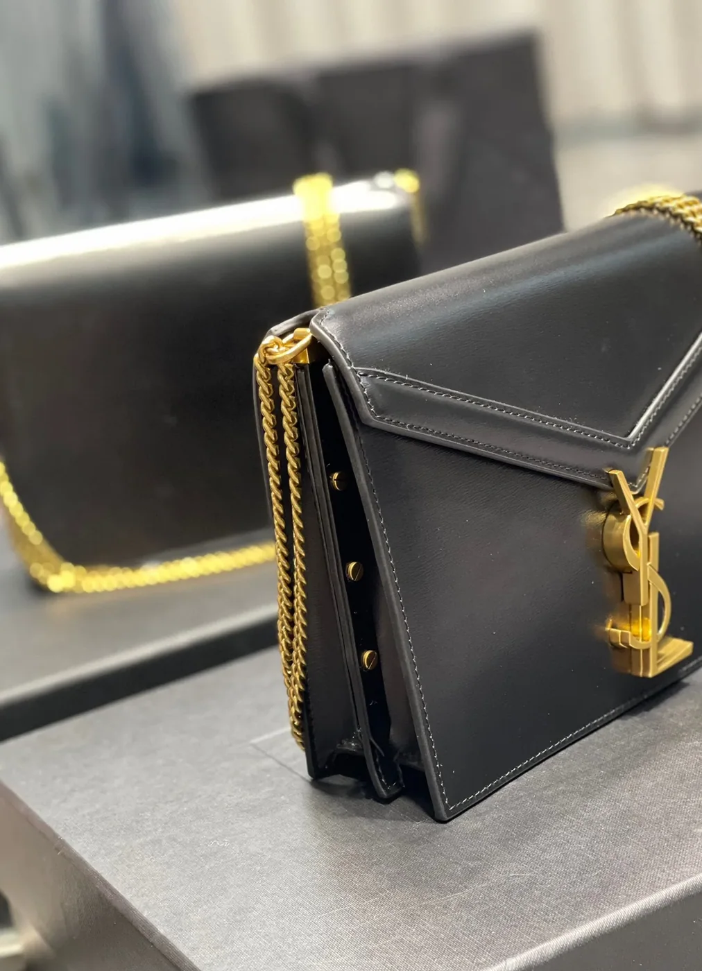 Saint Laurent Cassandra Medium Shoulder Bag in Black Gold Hardware Saint Laurent Cassandra Medium Shoulder Bag in Black Gold Hardware