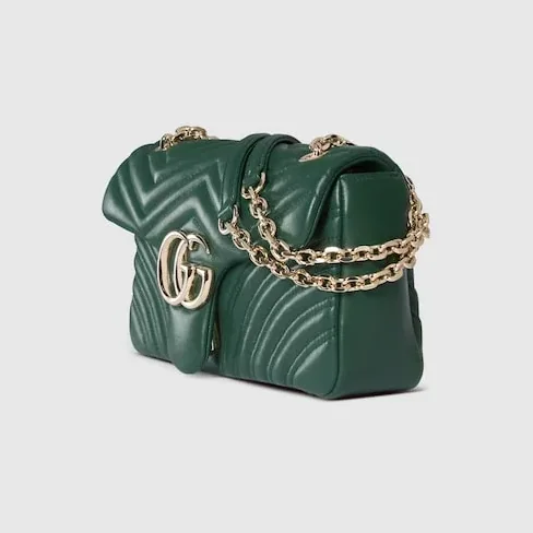 Gucci Marmont Medium Shoulder Bag in Green Light Gold Hardware