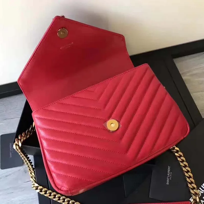 Saint Laurent YSL Classic Medium College Bag Matelasse Leather in Red