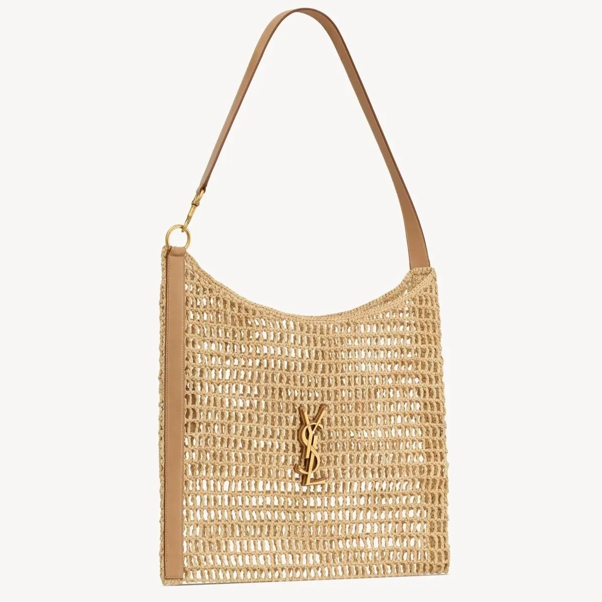 Saint Laurent Oxalis Shoulder Bag / Vintage Brown Raffia Macrame Gold Hardware Saint Laurent Oxalis Shoulder Bag / Vintage Brown Raffia Macrame Gold Hardware