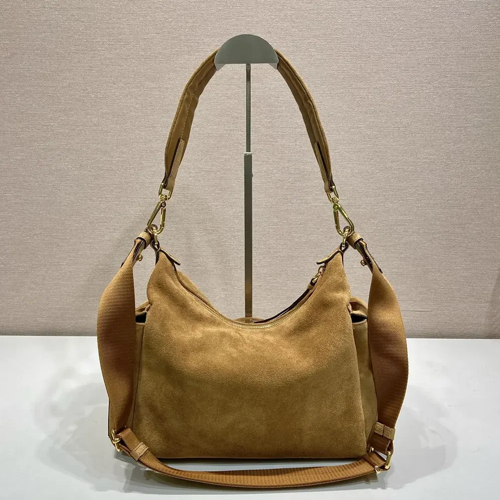Prada Explore Large Suede Bag for Women in Brown