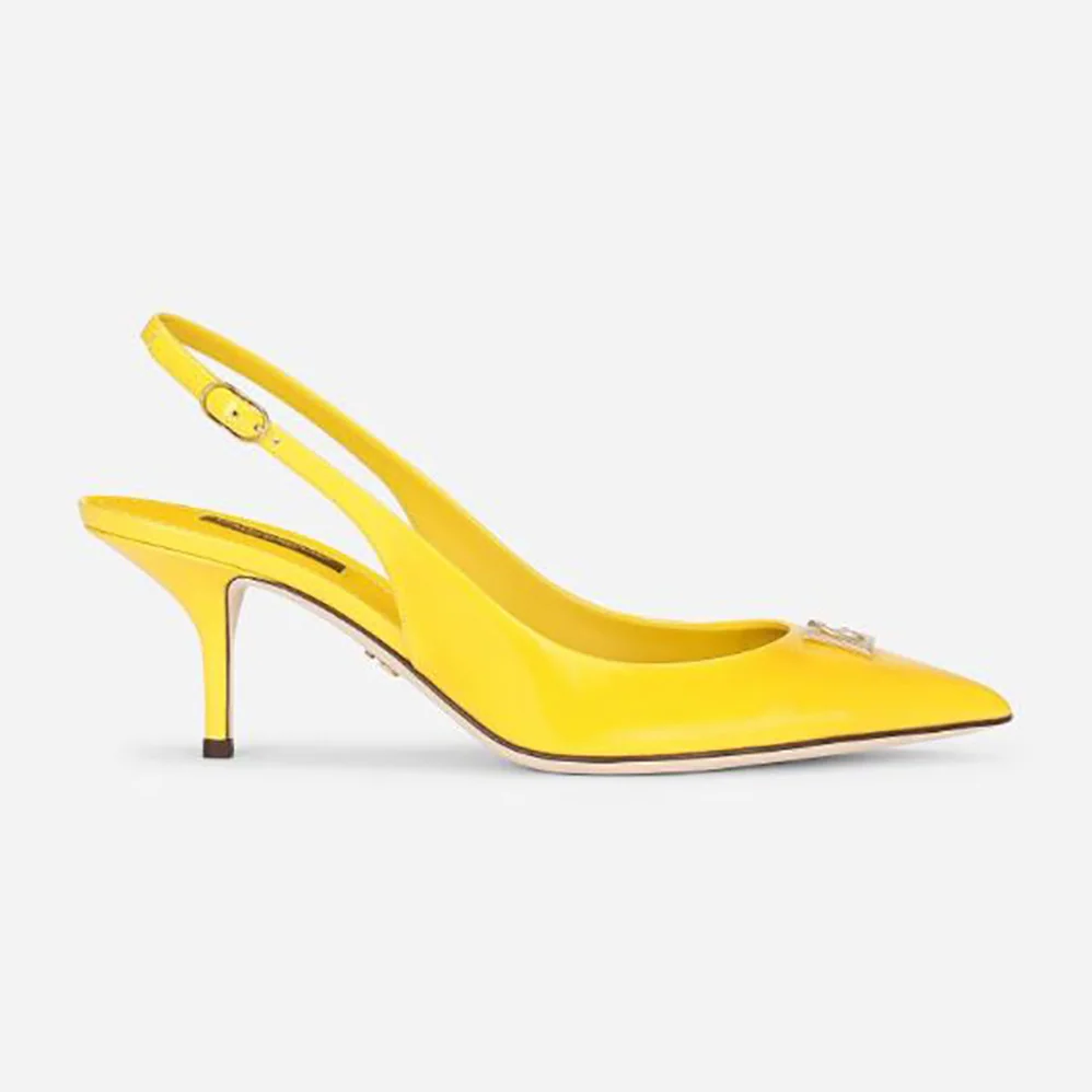Dolce Gabbana D&G Patent Leather Slingbacks with DG Logo for Women Dolce Gabbana D&G Patent Leather Slingbacks with DG Logo for Women