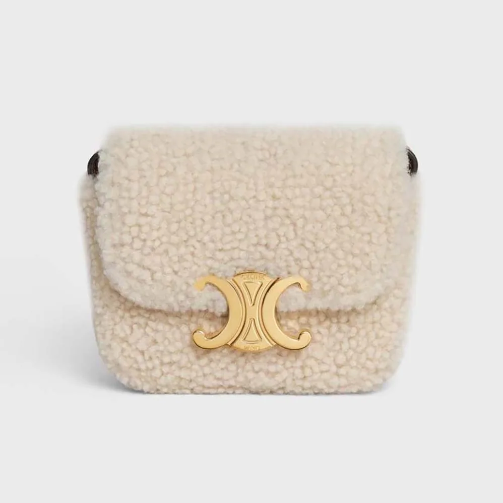 Celine Mini Triomphe in Shearling and Calfskin for Women