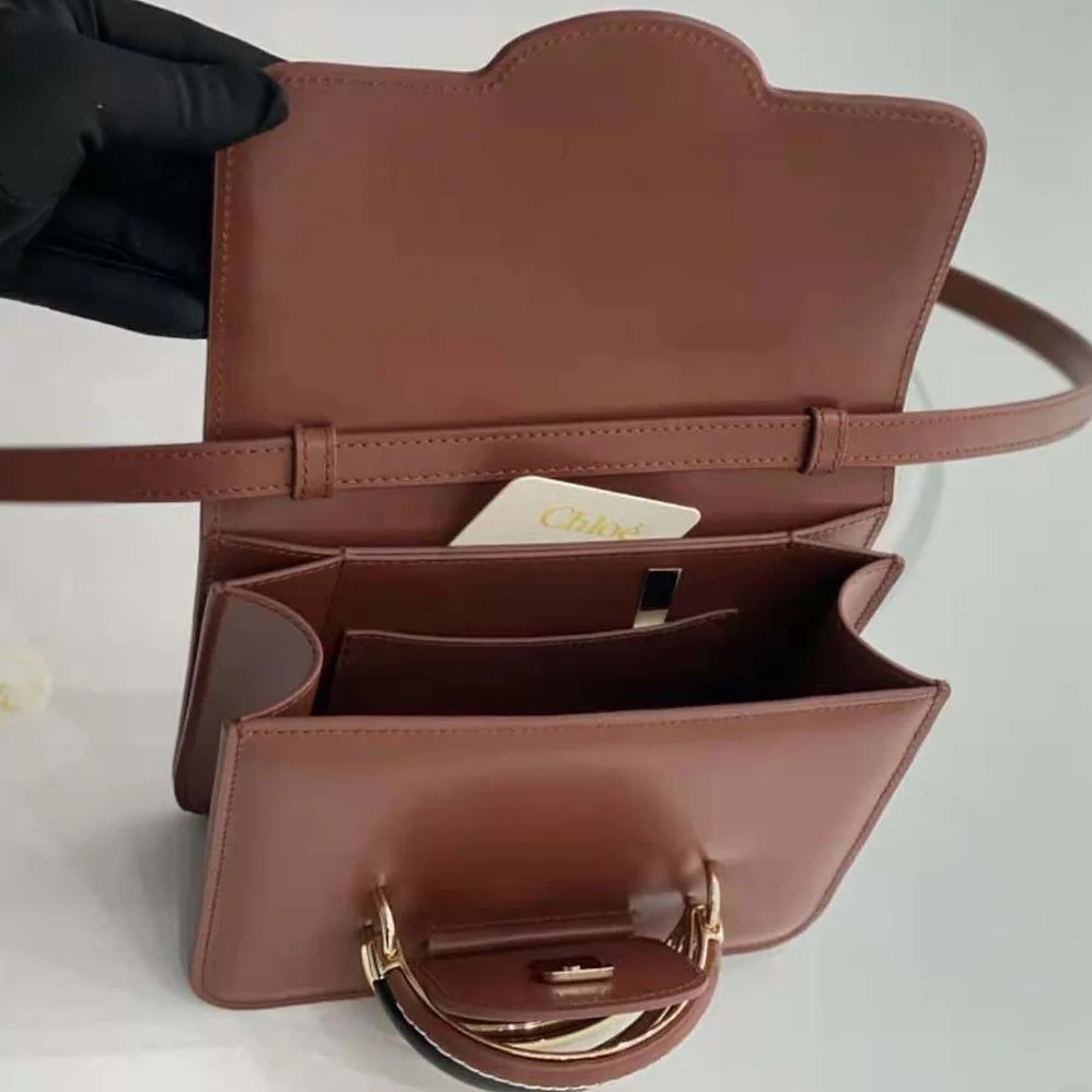 Chloe Kattie Cross-Body Bag in Shiny Calfskin for Women in Brown Chloe Kattie Cross-Body Bag in Shiny Calfskin for Women in Brown