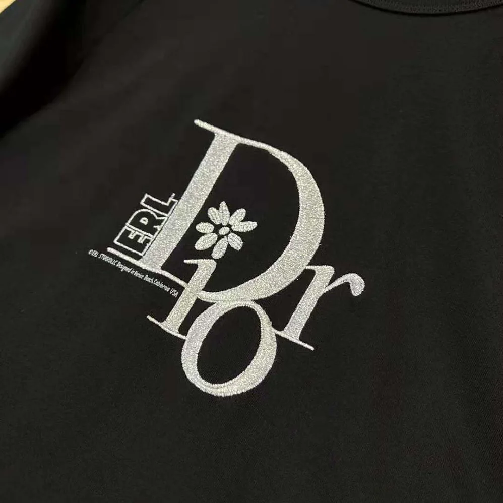 Dior Relaxed-Fit Dior by Erl T-shirt Black Slub Cotton Jersey for Men