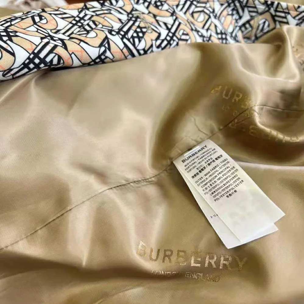 Burberry Monogram Print Detail Cotton Gabardine Trench Coat for Women