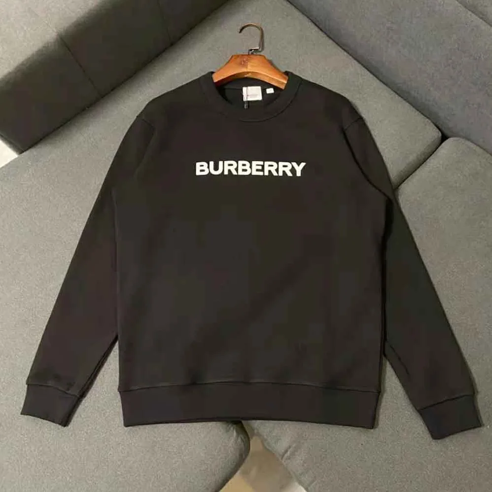 Burberry Logo Print Cotton Sweatshirt for Men in Black