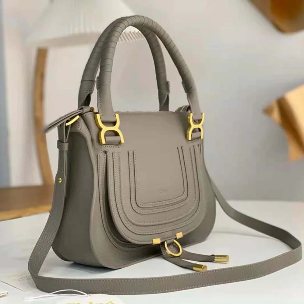 Chloe Marcie Small Double Carry Bag for Women in Silver Chloe Marcie Small Double Carry Bag for Women in Silver