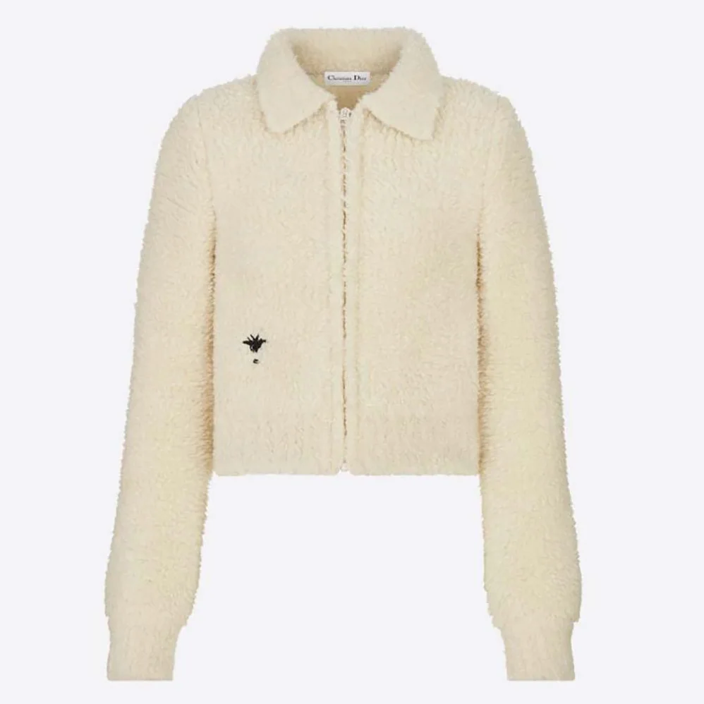 Dior Fleece Blouson Ecru Technical Wool and Cashmere Knit for Women