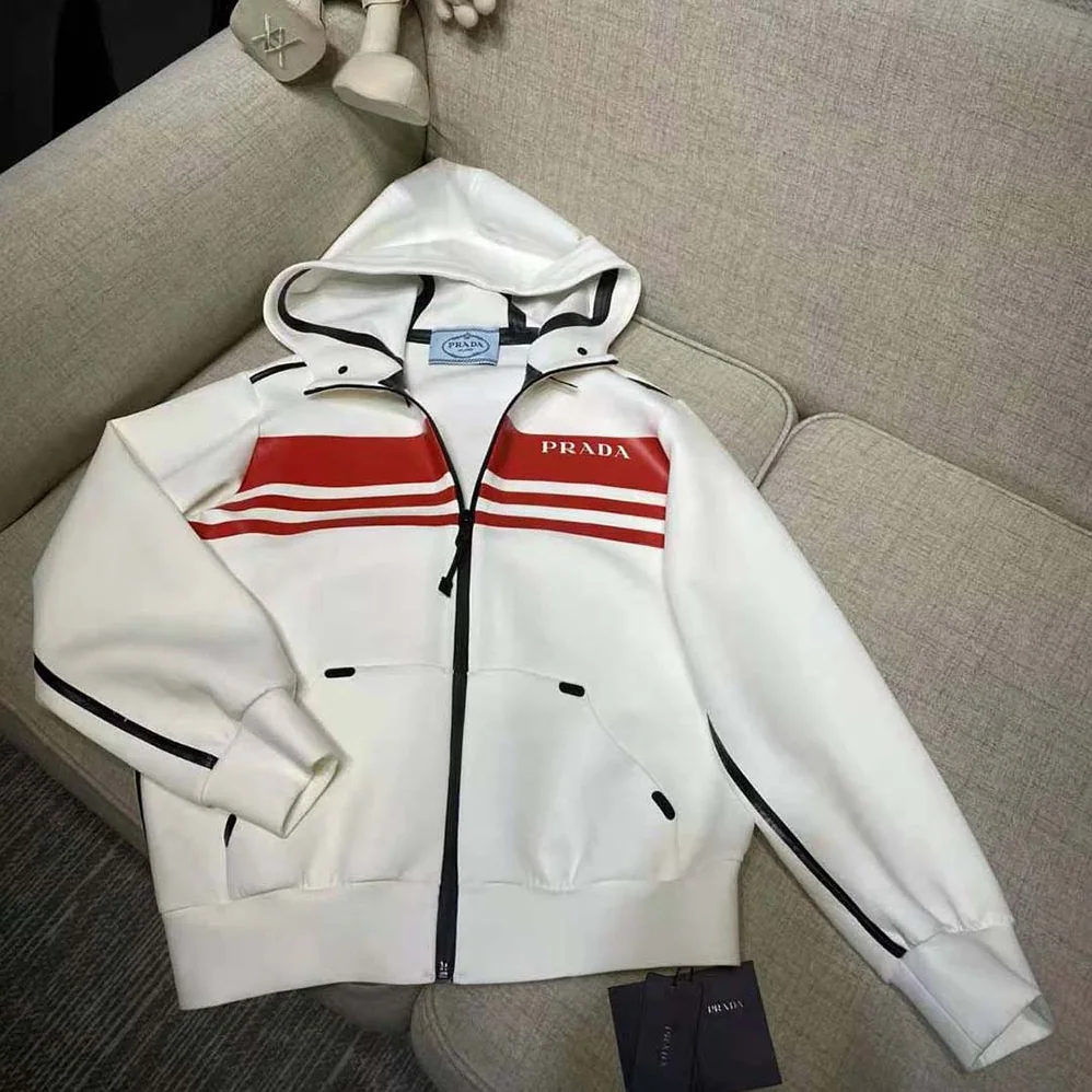 Prada Printed Technical Fabric Jacket for Men in White