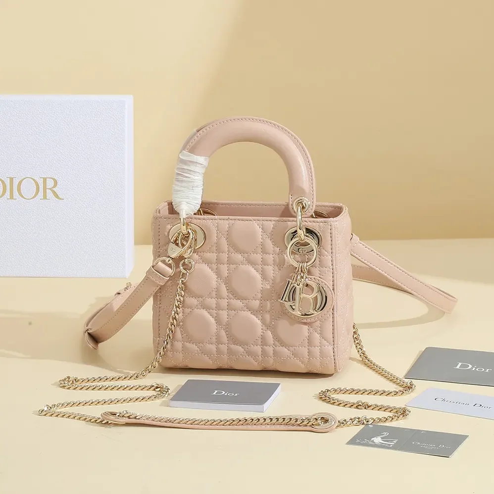 Dior Small Lady Dior My ABCDior Bag Powder Pink Cannage Lambskin for Women