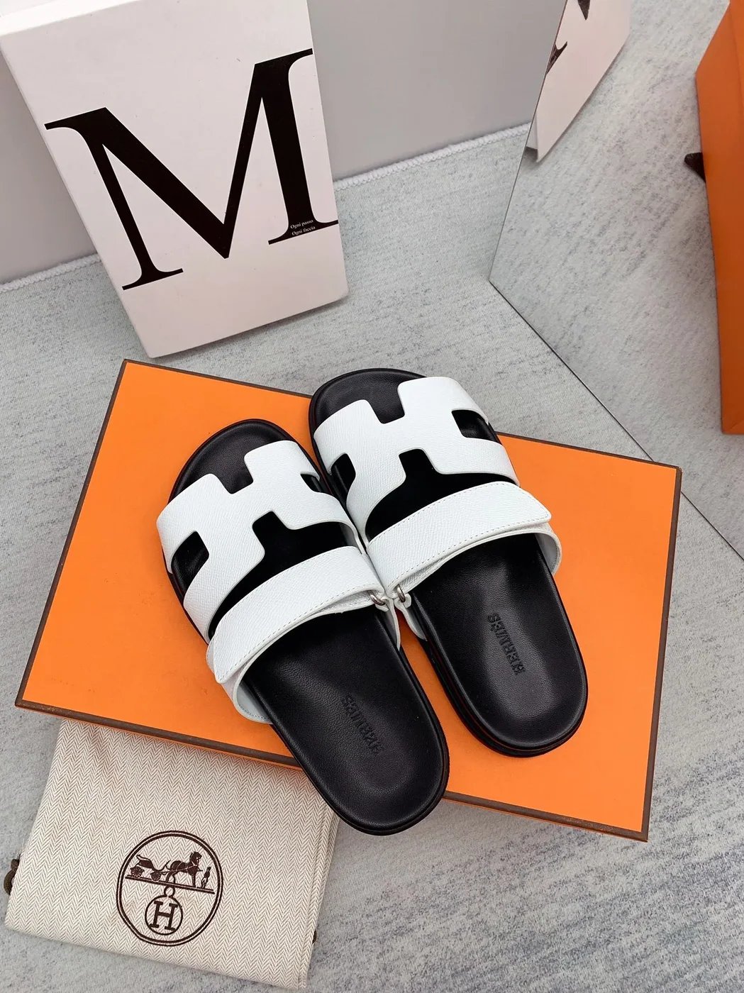 Hermes Chypre Sandal White Hermes Chypre Sandal White