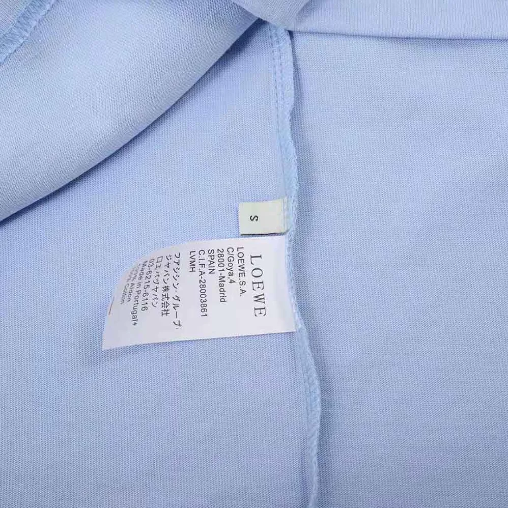 Loewe Anagram Embroidered T-shirt in Cotton for Men in Blue Loewe Anagram Embroidered T-shirt in Cotton for Men in Blue