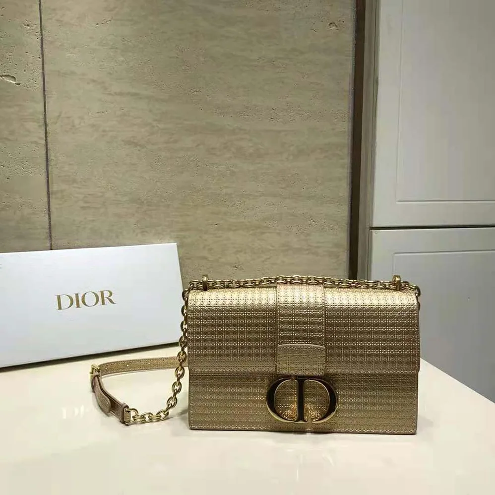 Dior 30 Montaigne Chain Bag Metallic Gold Microcannage Calfskin for Women Dior 30 Montaigne Chain Bag Metallic Gold Microcannage Calfskin for Women