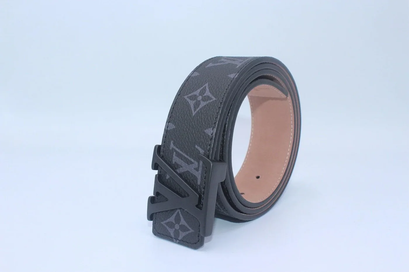 Black Monogram style Leather Belt