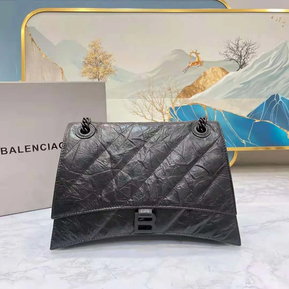 Balenciaga Crush Medium Chain Bag Quilted in Black for Women Balenciaga Crush Medium Chain Bag Quilted in Black for Women