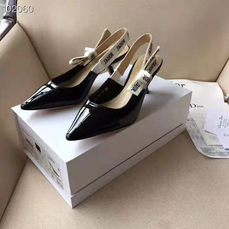 Dior J'adior Slingback Black Patent Calfskin Leather 6.5 cm Heel for Women